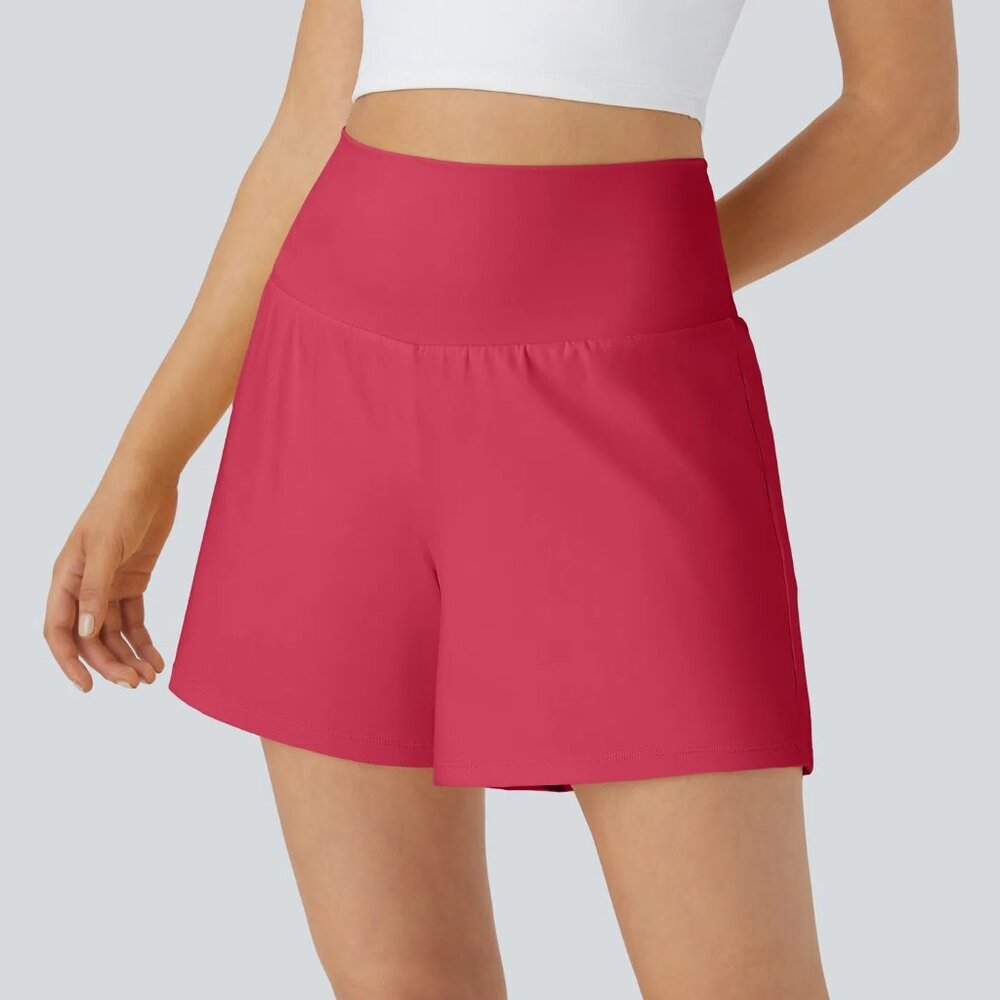 HALARA High-Waist Athletic Shorts in Raspberry Pink